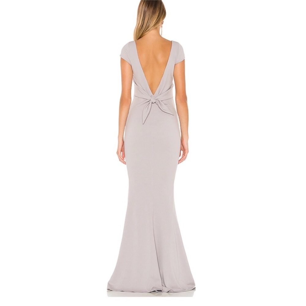 NEW Katie May Size 4 Intrigue Dove Gray Cap Sleeve Maxi Dress Bridesmaid Gown
